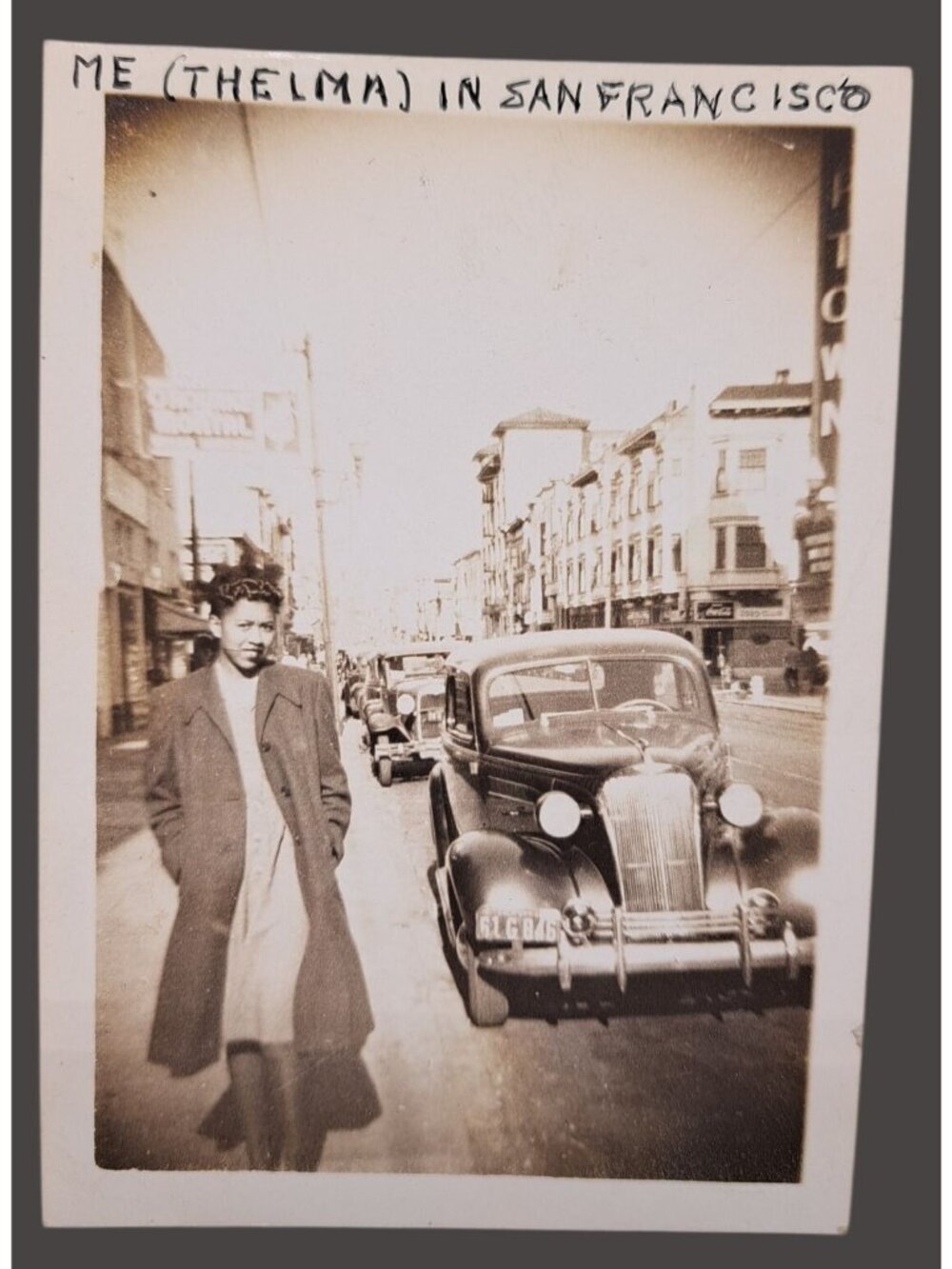 Vintage 1930s Photo African American Woman In San Francisco Cars Uptown Theater